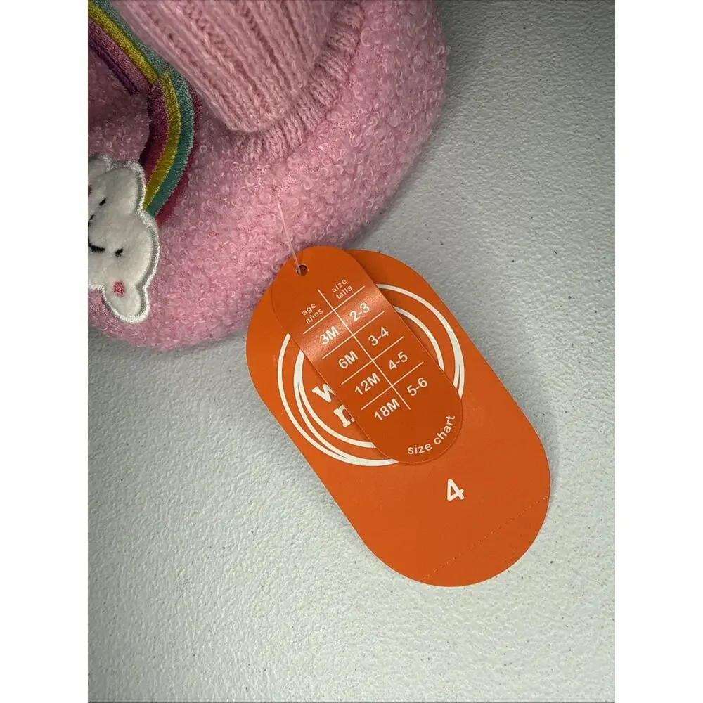 Wonder Nation Baby Girl Rainbow Slippers Pink, Size 4